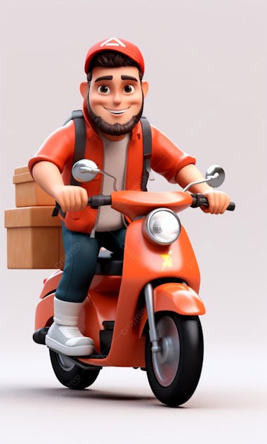 Modelo 3d de um personagem de entregador delivery