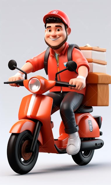 Modelo 3d de um personagem de entregador delivery