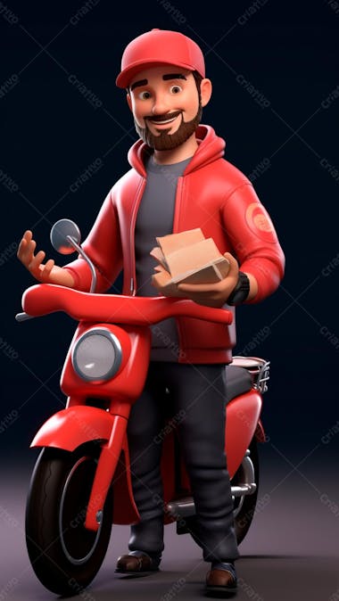 Modelo 3d de um personagem de entregador delivery