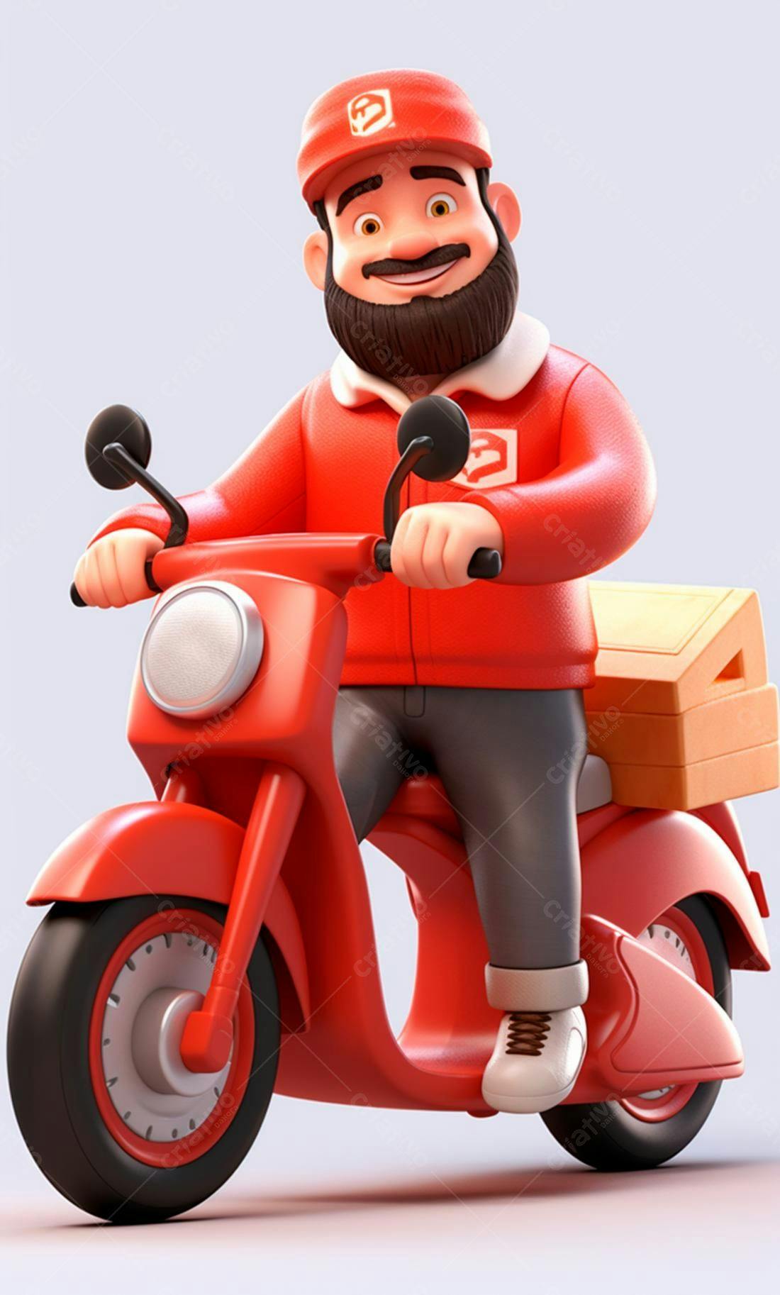 Entregador de pizza em moto vermelha