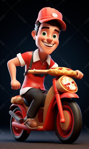 Modelo 3d de um personagem de entregador delivery