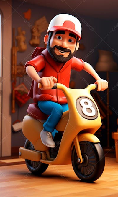 Modelo 3D De Um Personagem De Entregador Delivery (51)