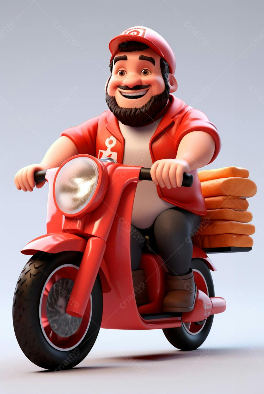 Entregador feliz em moto vermelha