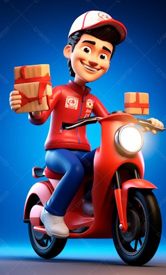 Modelo 3d de um personagem de entregador delivery