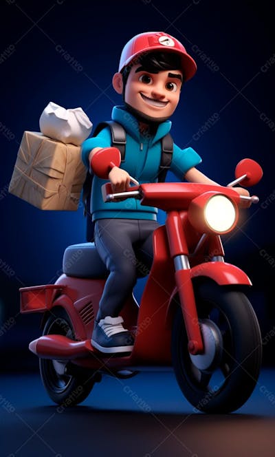 Modelo 3D De Um Personagem De Entregador Delivery (73)
