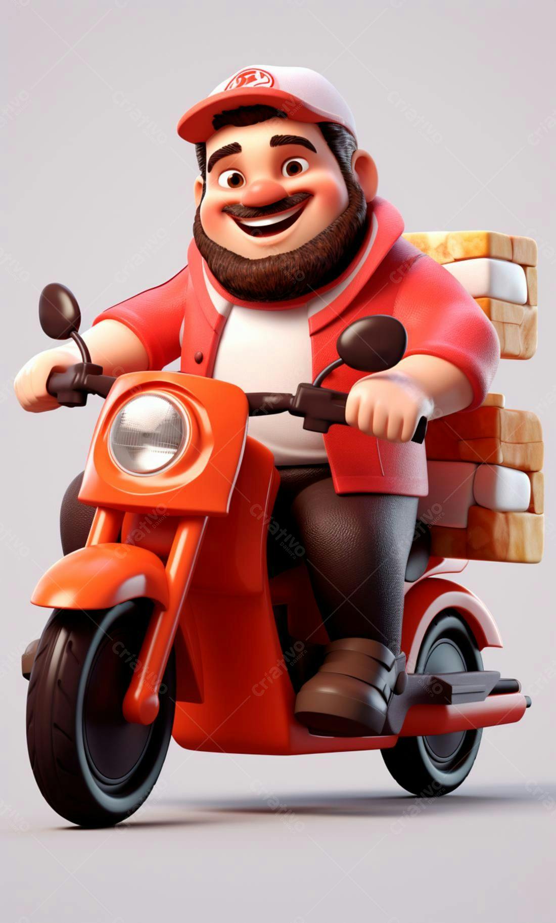 Entregador feliz em moto vermelha