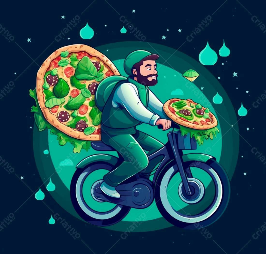 Entregador de pizza de bicicleta