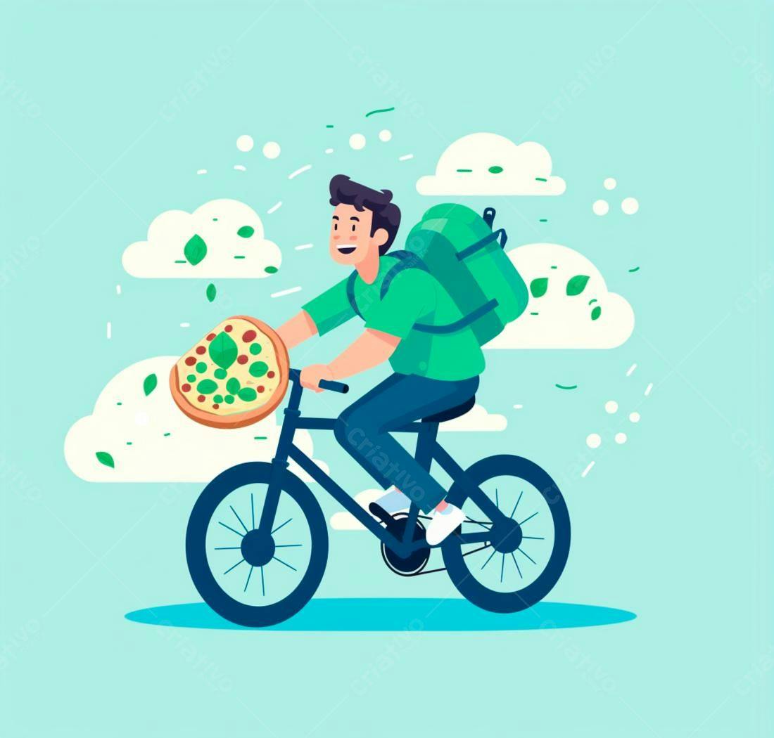 Entregador de pizza de bicicleta