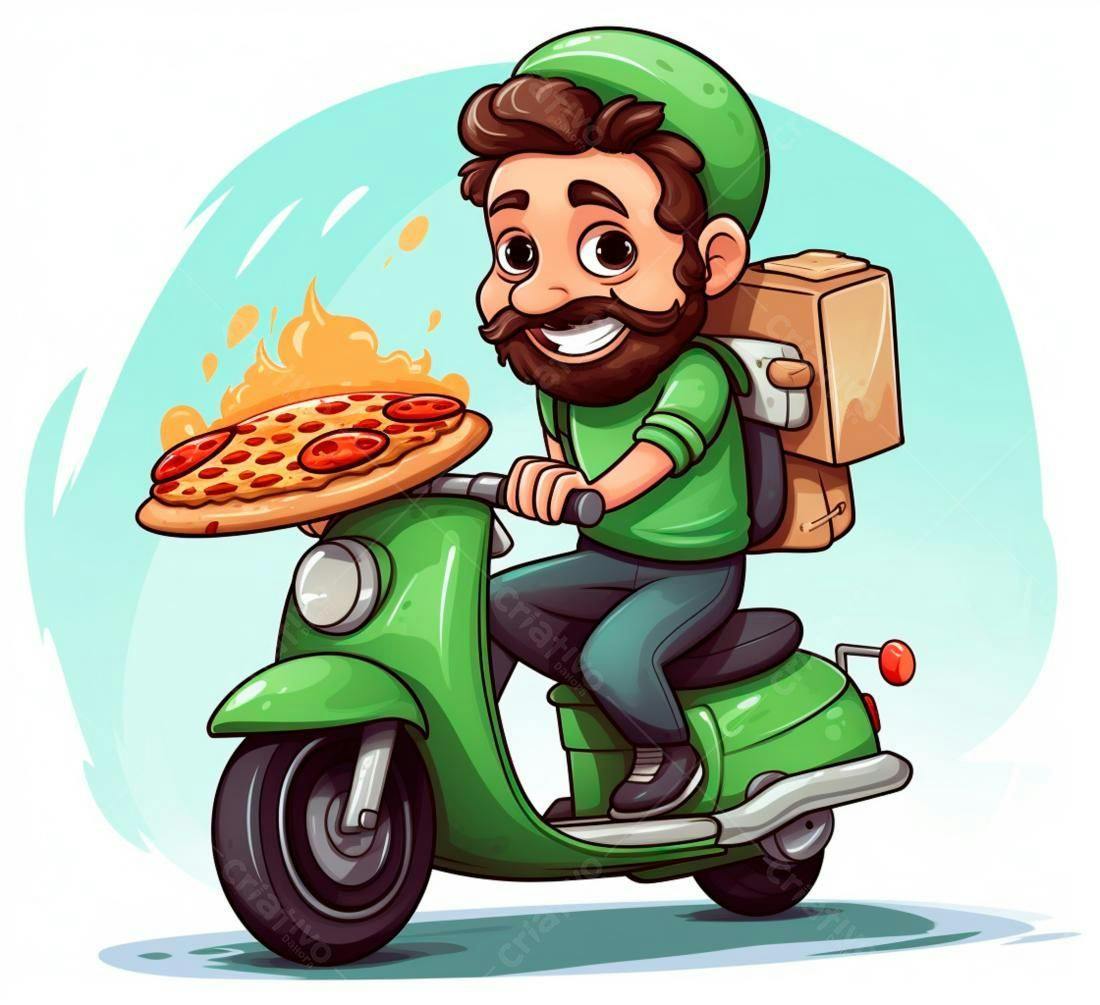 Motoboy entregando pizza quente