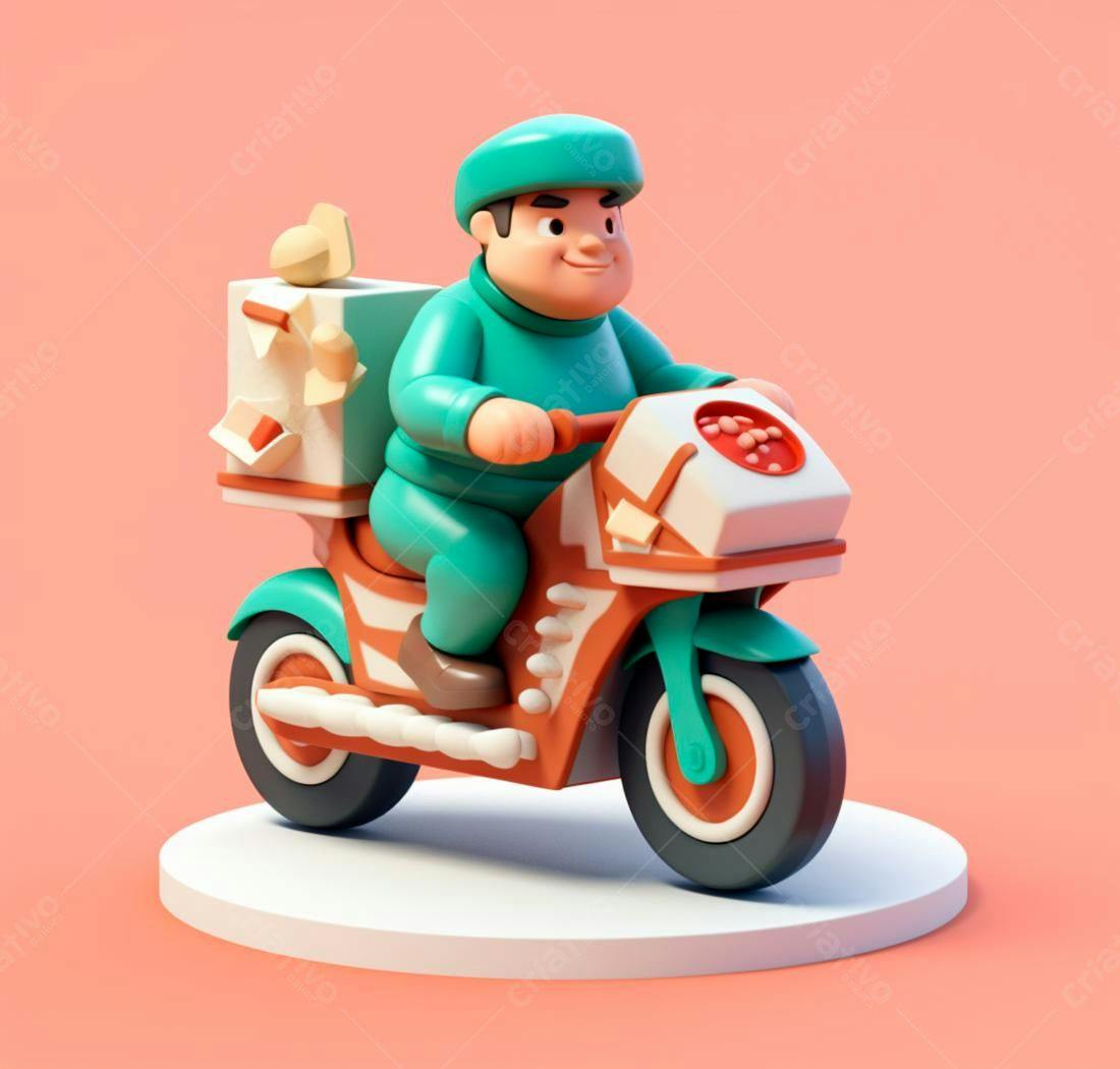 Entregador sorrindo em moto entregando comida