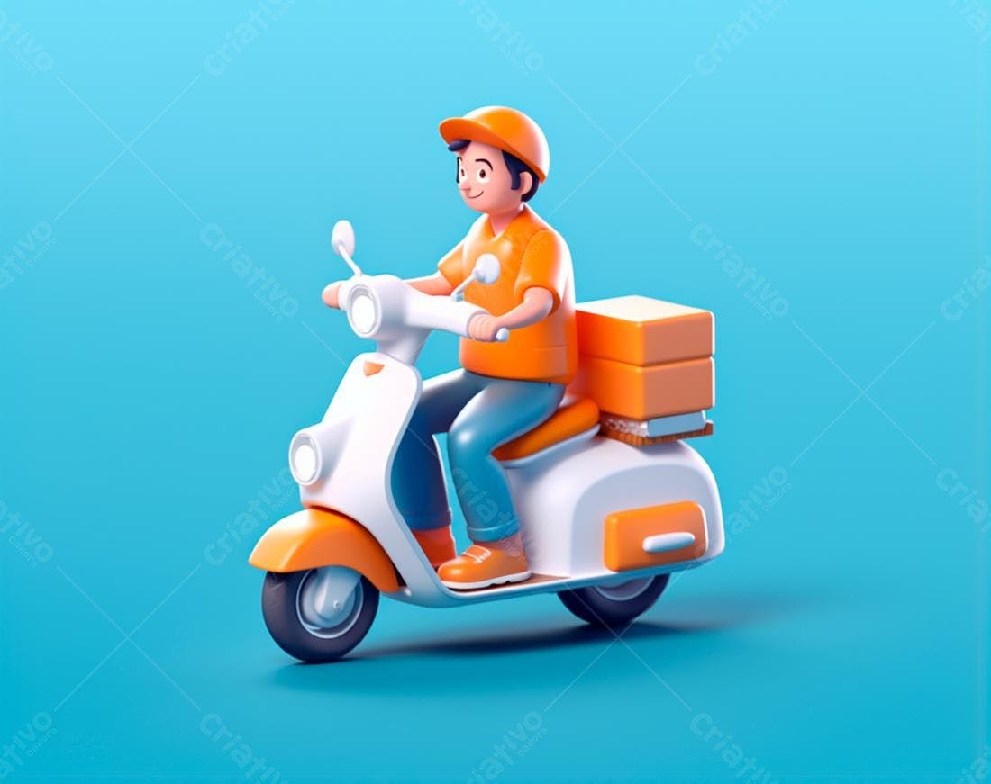 Entregador em scooter laranja e branca