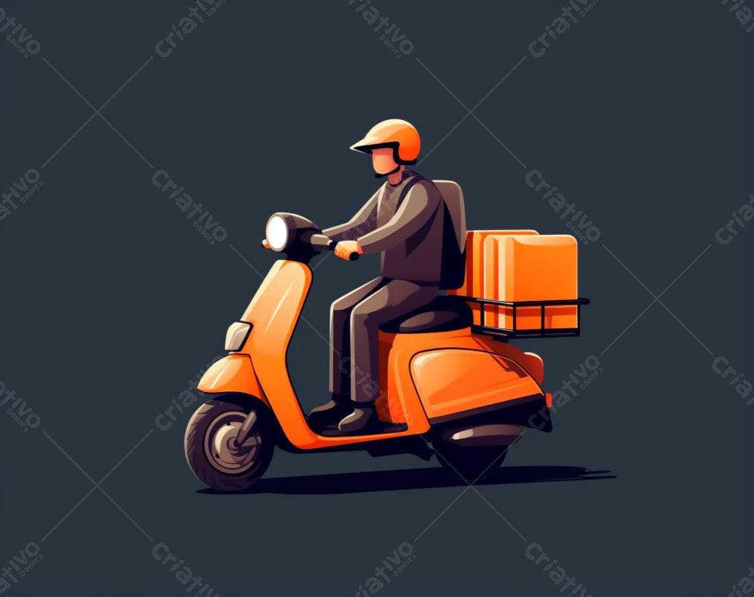 Entregador em moto laranja fazendo entrega