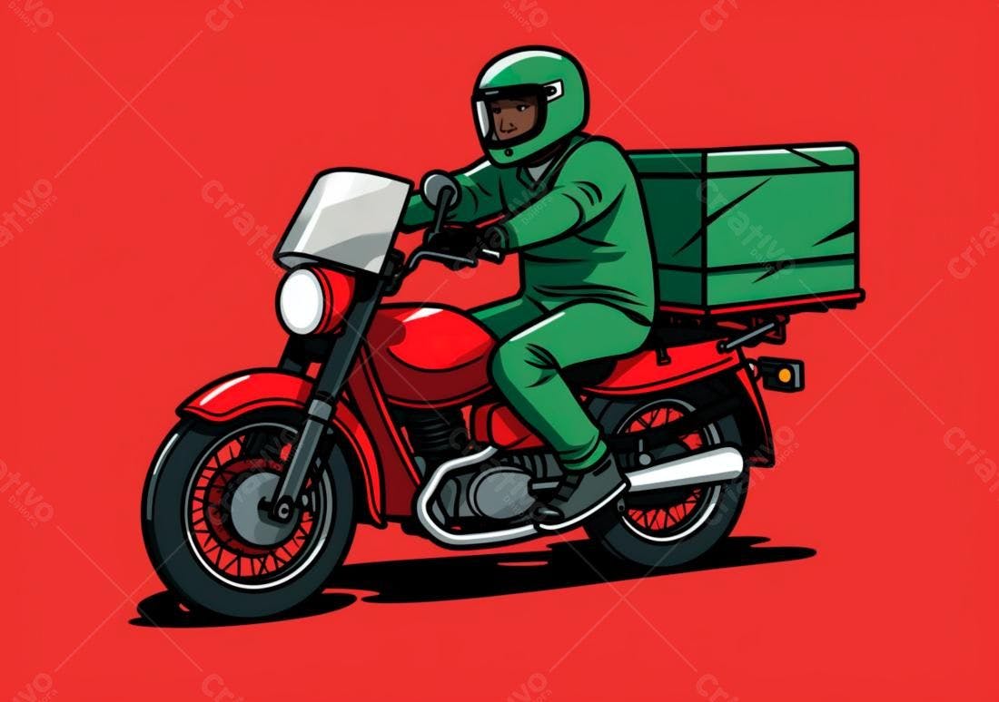 Motociclista entregador em moto vermelha