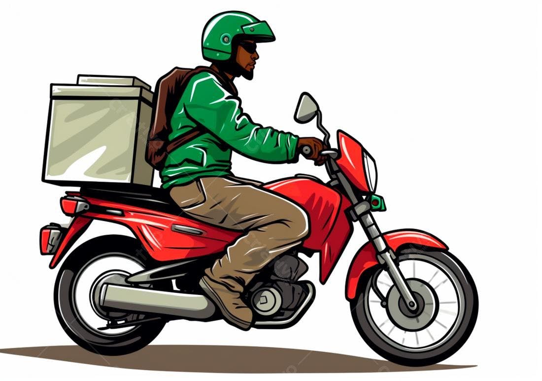 Motoboy entregando encomenda motocicleta vermelha