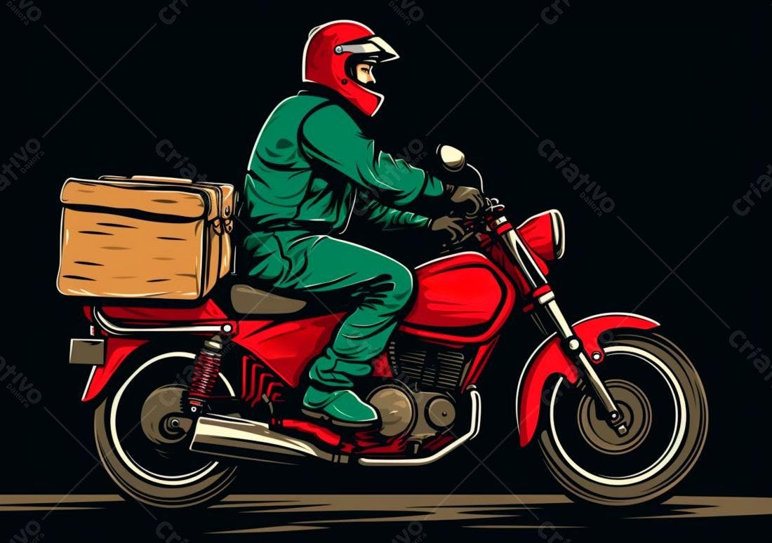 Motociclista entregador em moto vermelha