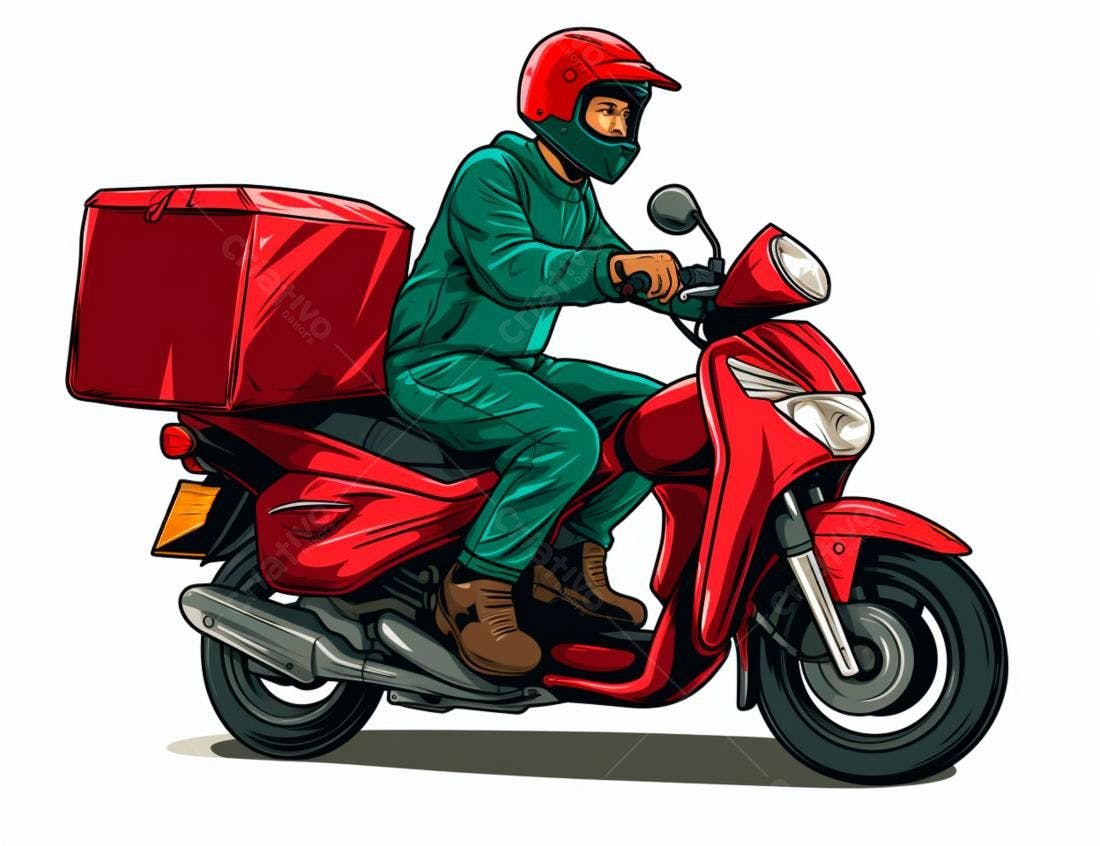 Motoboy em moto vermelha entregando encomenda