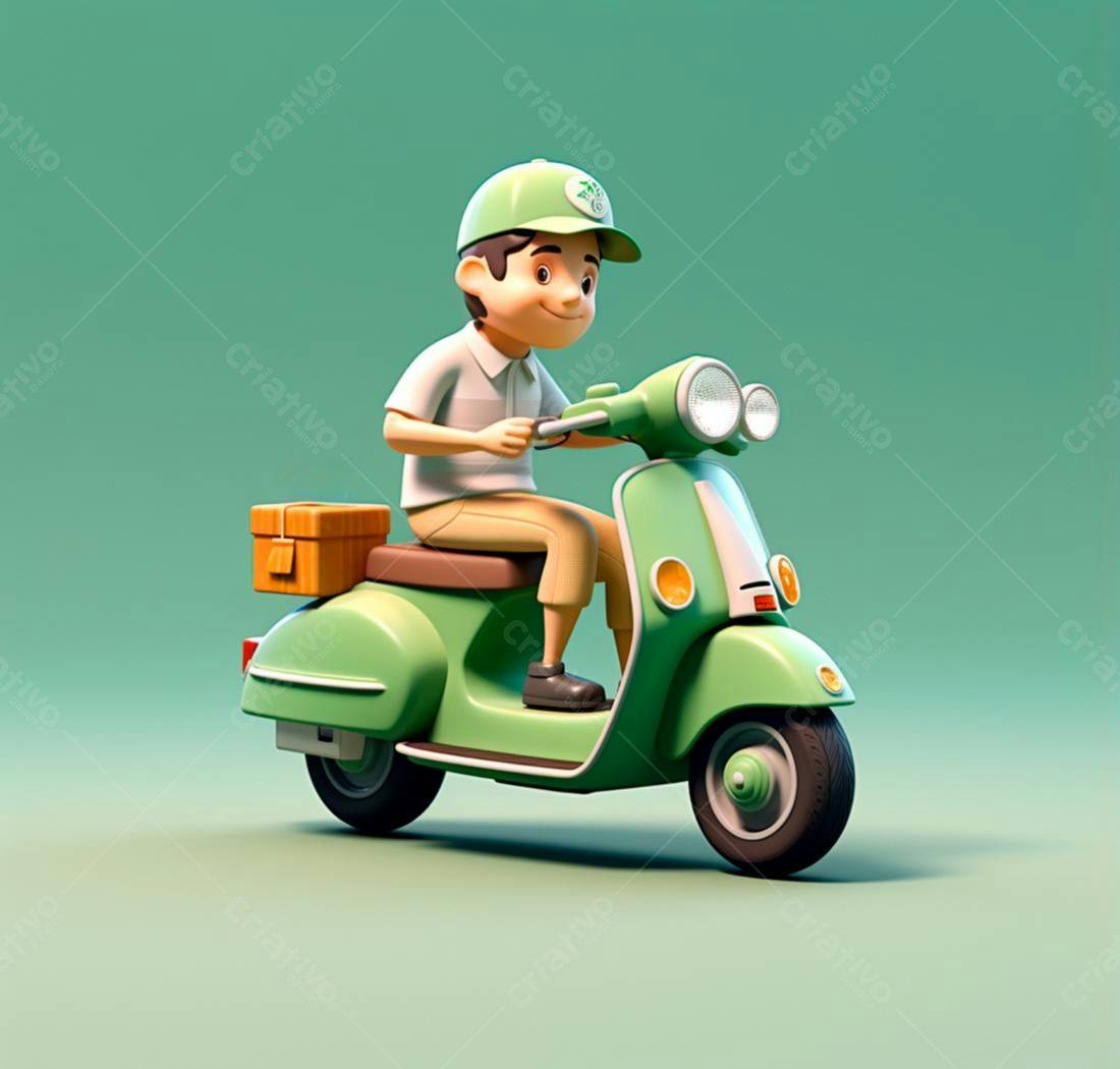 Entregador em scooter verde