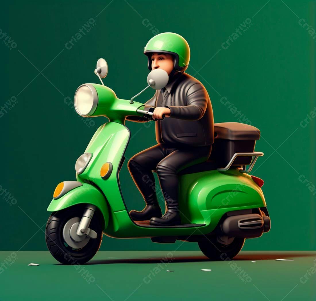 Homem em Vespa Verde