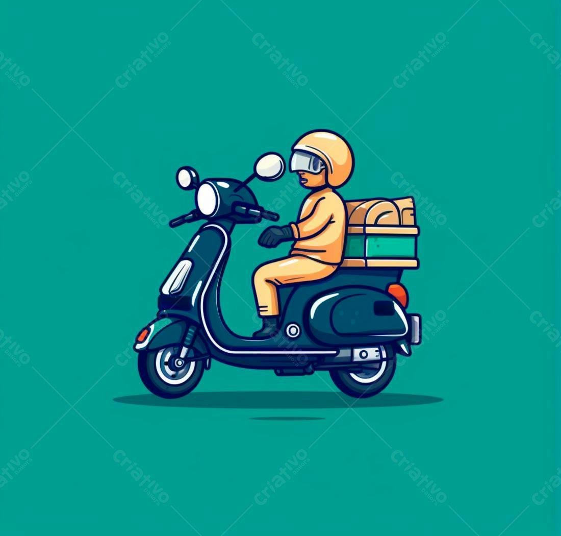 Entregador em moto scooter verde e bege