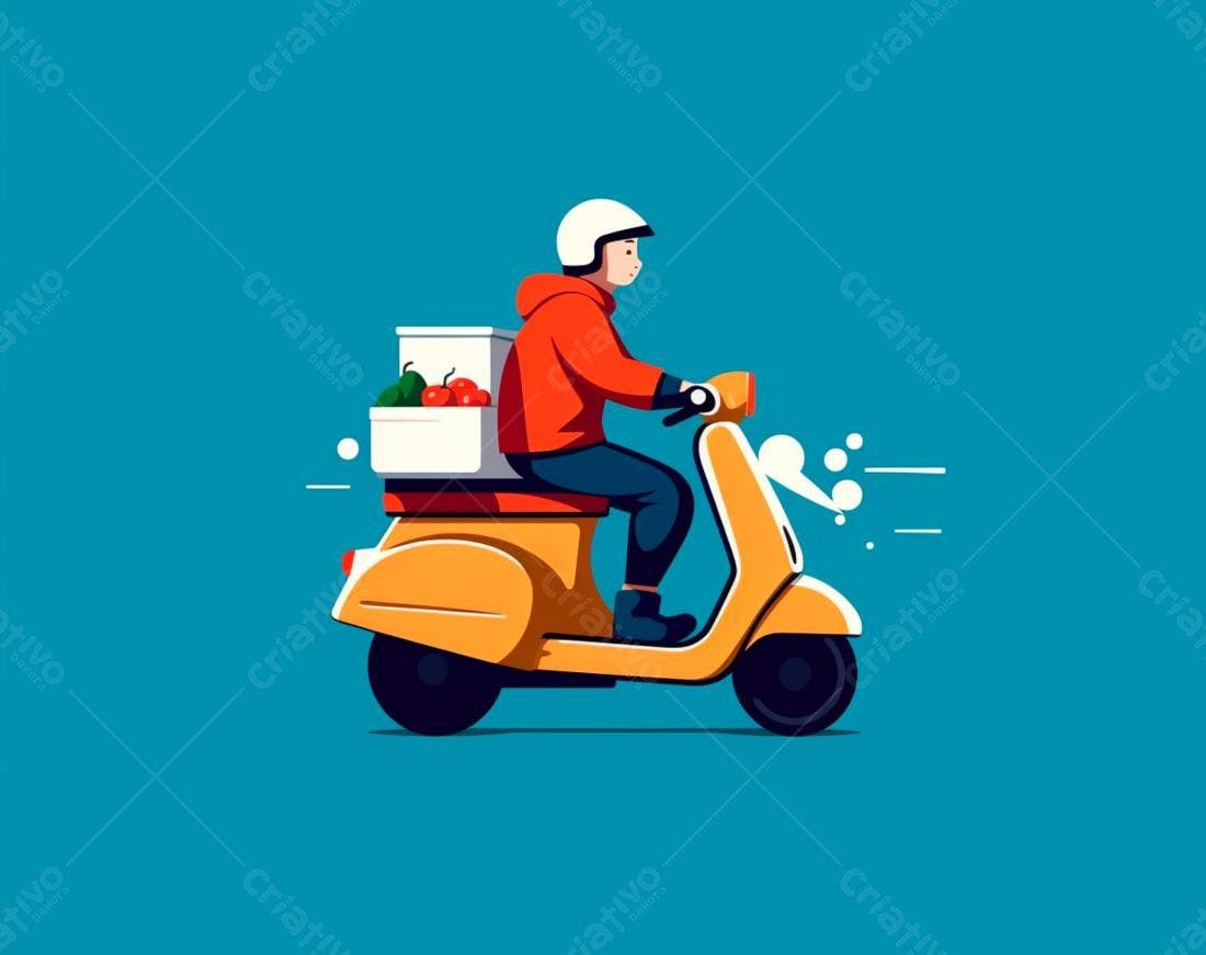 Entregador em moto entregando frutas frescas