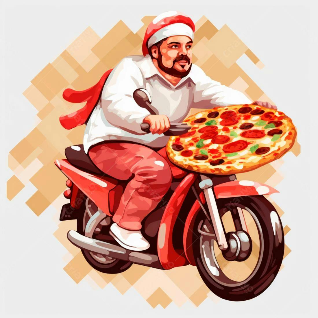 Motoboy Papai Noel entrega pizza gigante