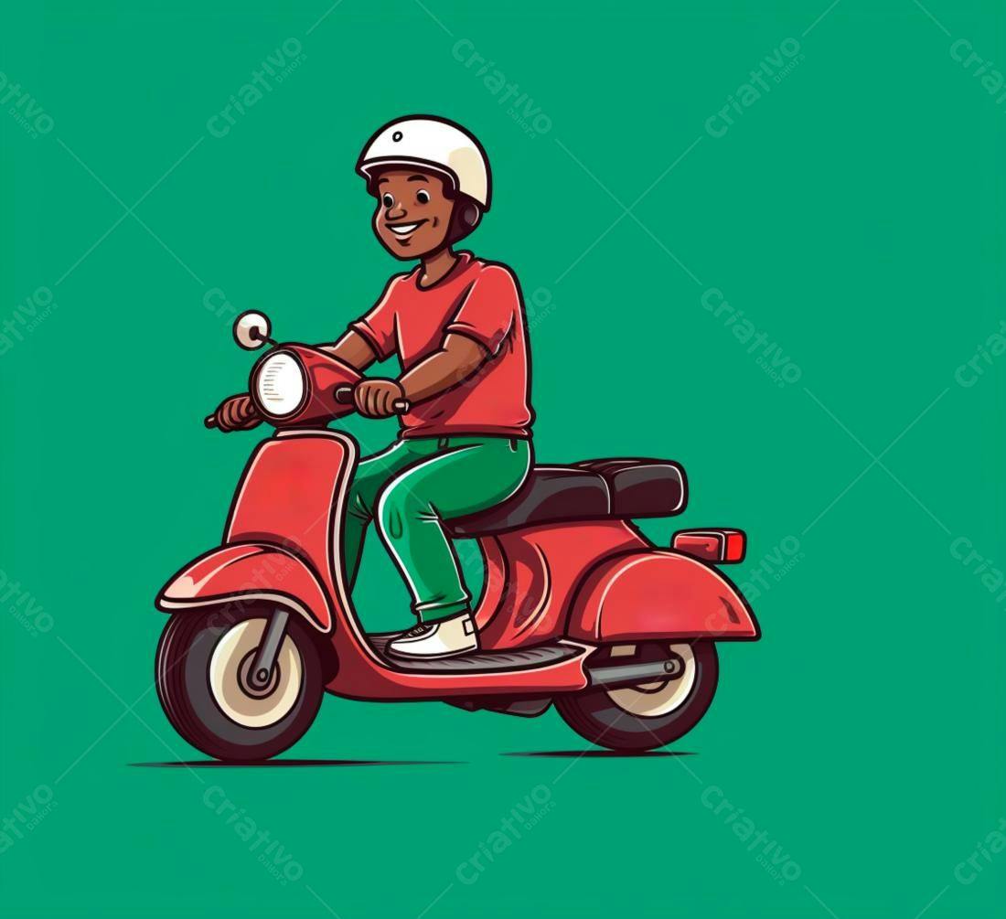 Homem negro em scooter vermelha