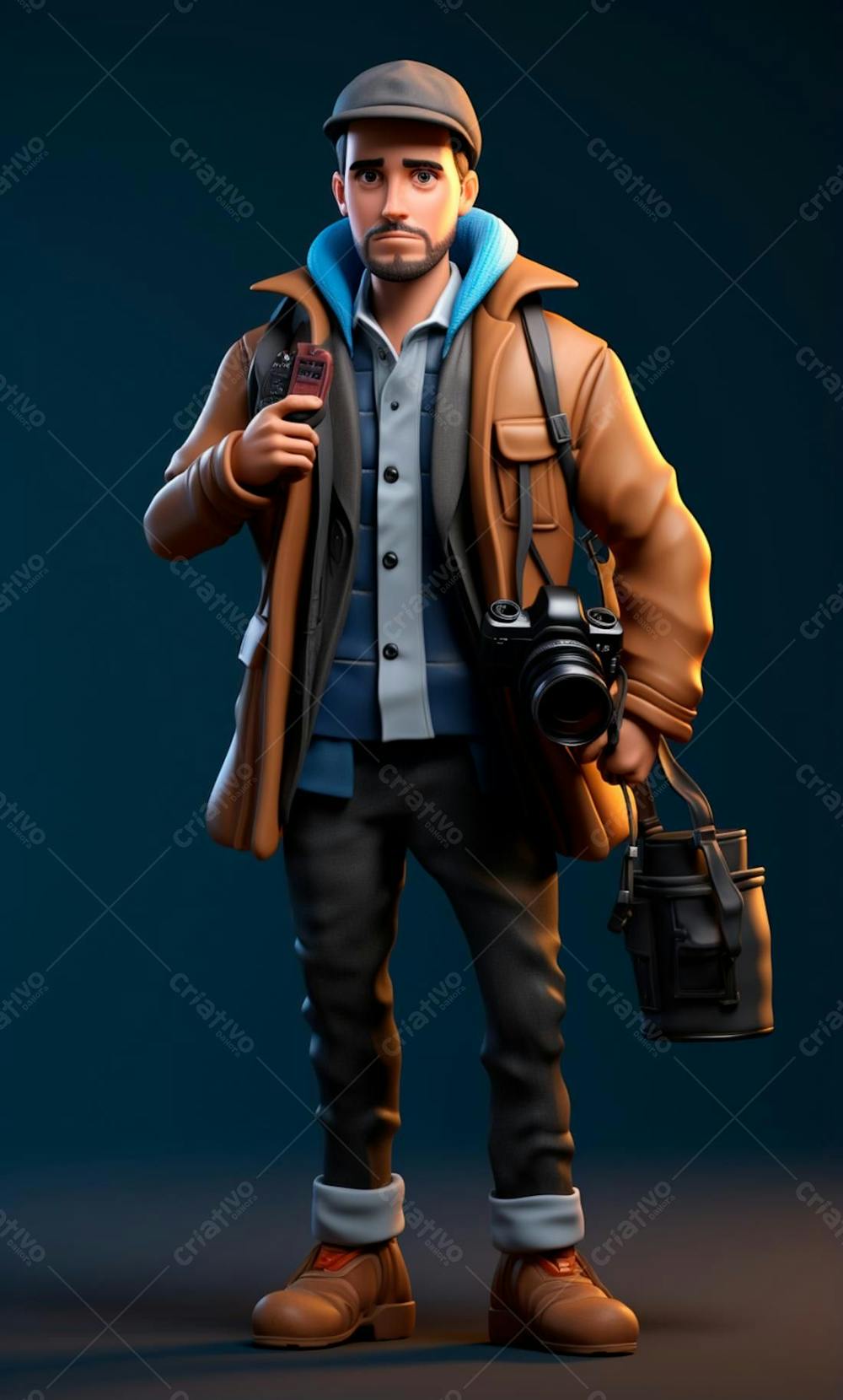 Personagem De Desenho Animado 3D De Um Fotógrafo Profissional (54)
