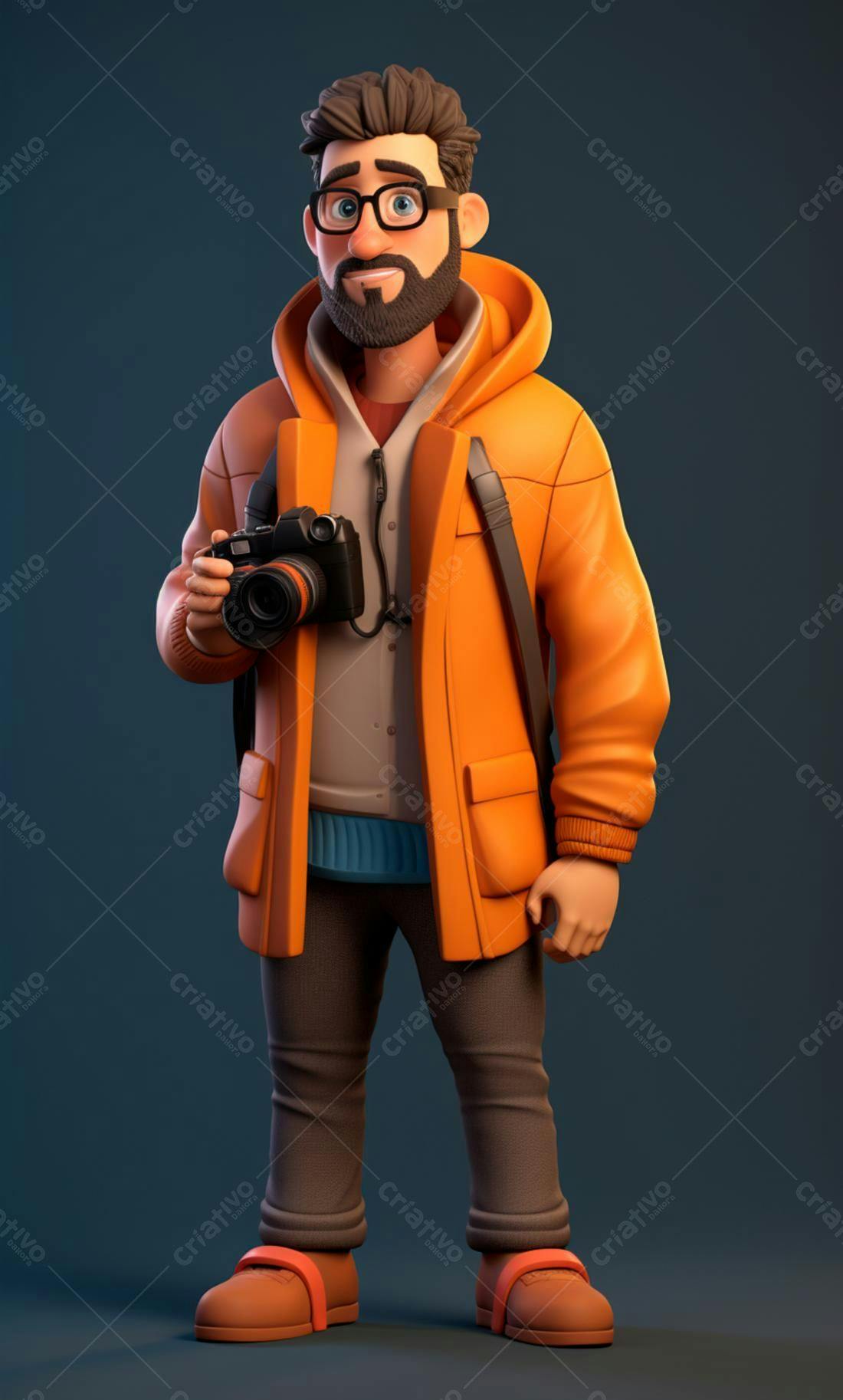 Fotógrafo estilo cartoon com câmera