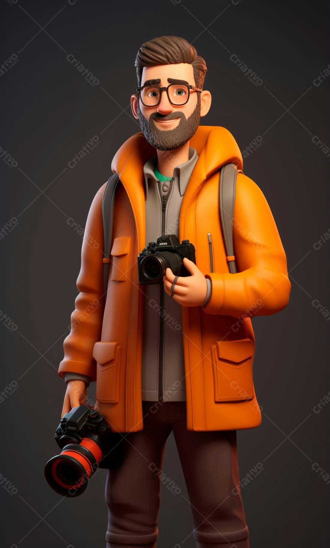 Fotógrafo com câmera estilo cartoon