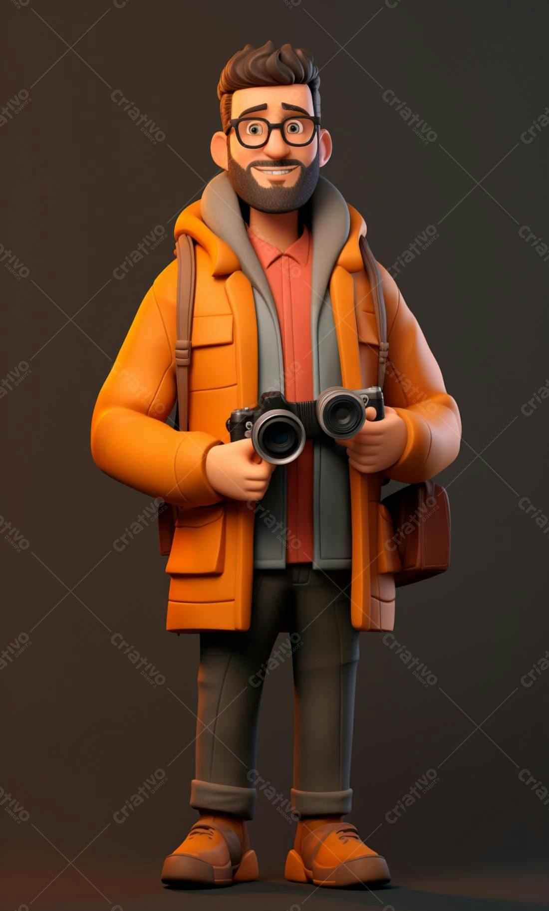 Fotógrafo com câmera estilo Cartoon