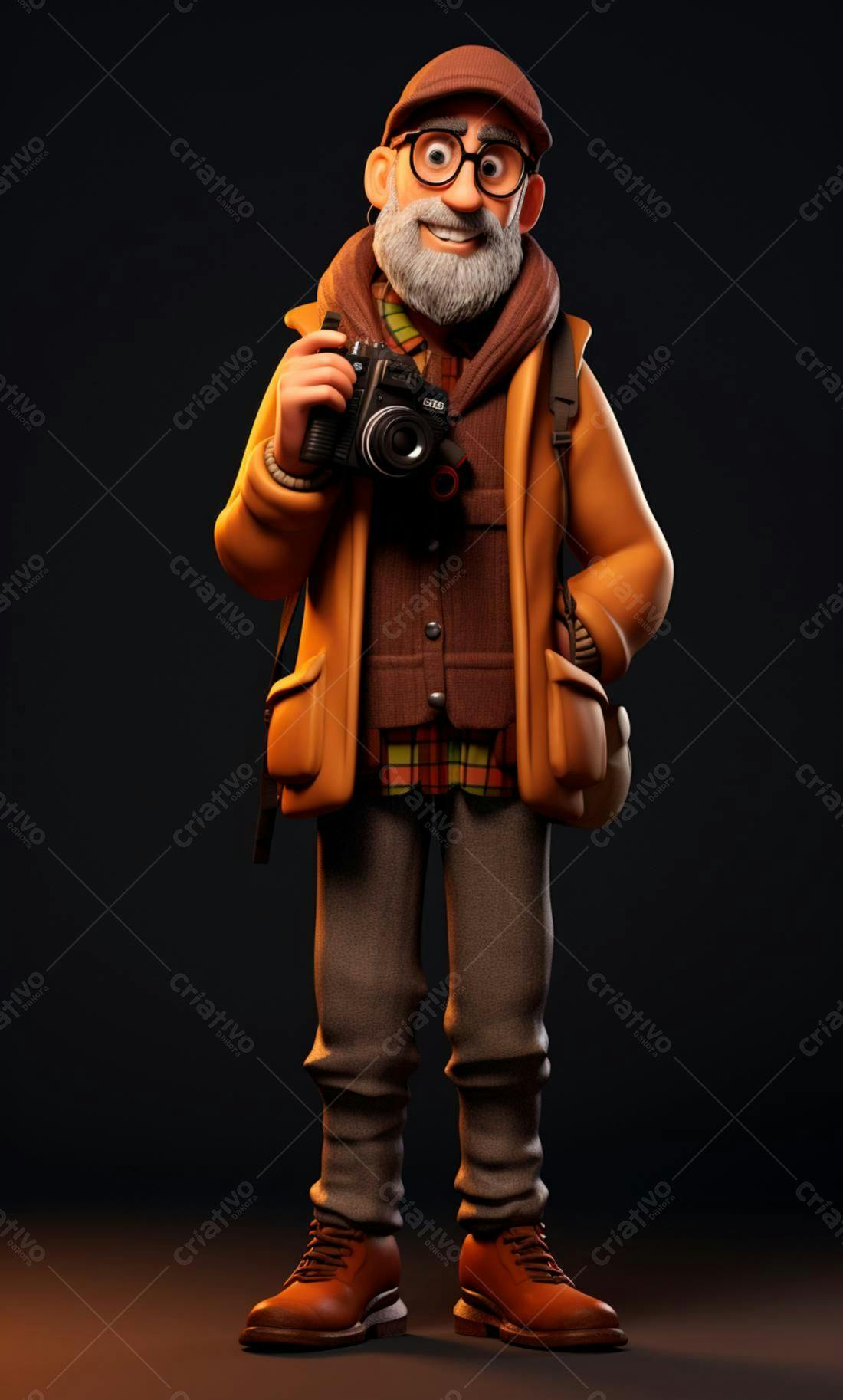 Fotógrafo Ilustrado com Câmera Retrô