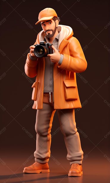 Personagem De Desenho Animado 3D De Um Fotógrafo Profissional (99)