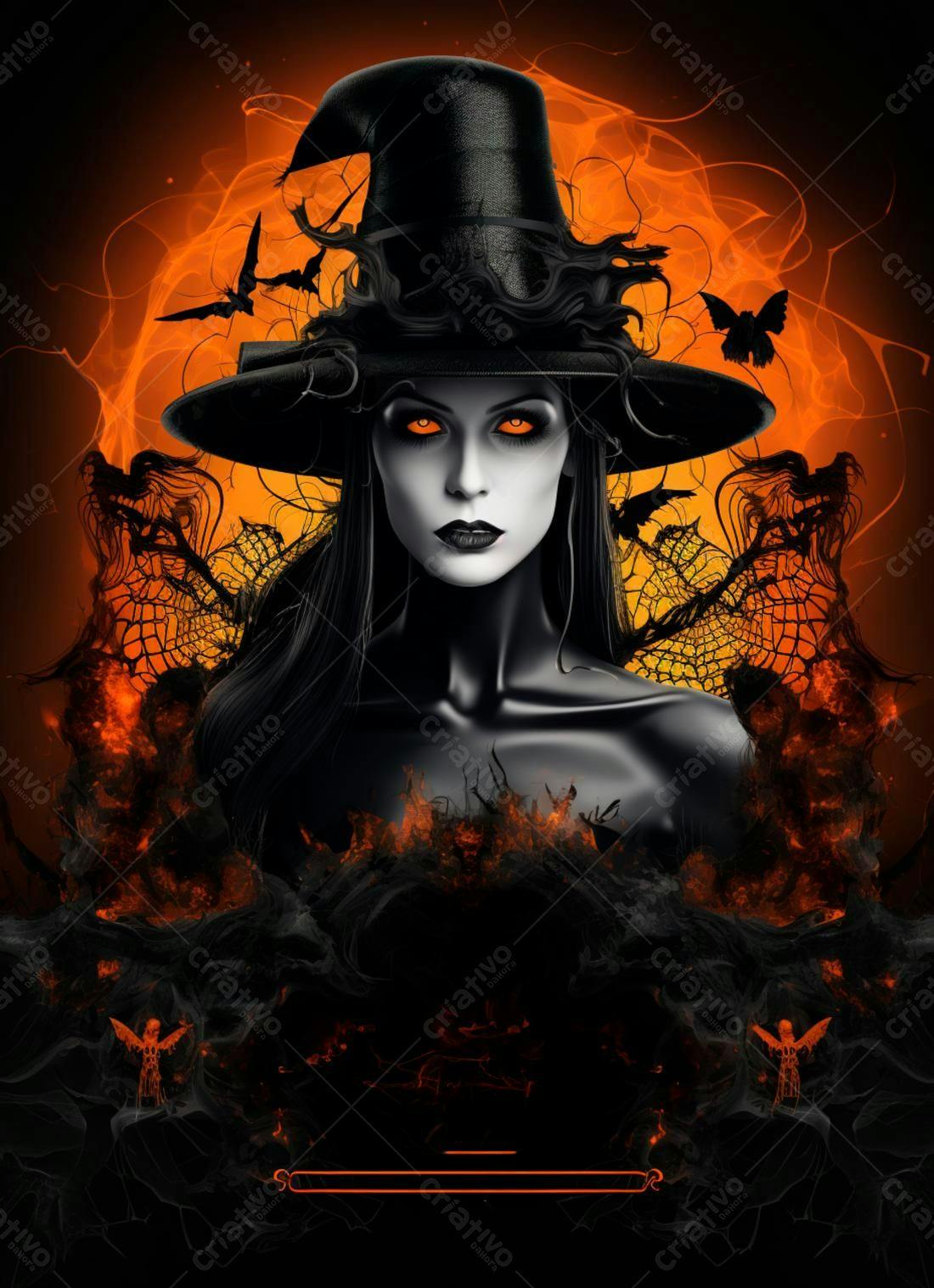 Bruxa Sombria Halloween Fogo