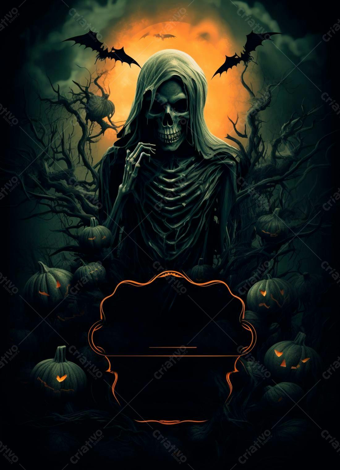 Fantasma Halloween abóboras lua cheia
