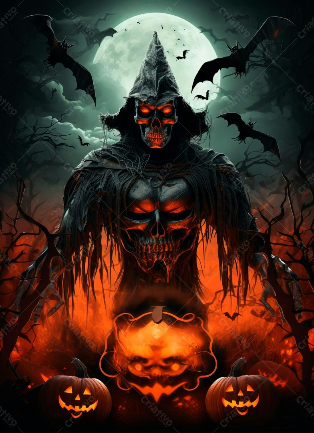 Fantasma Sombrio Halloween Abóbora