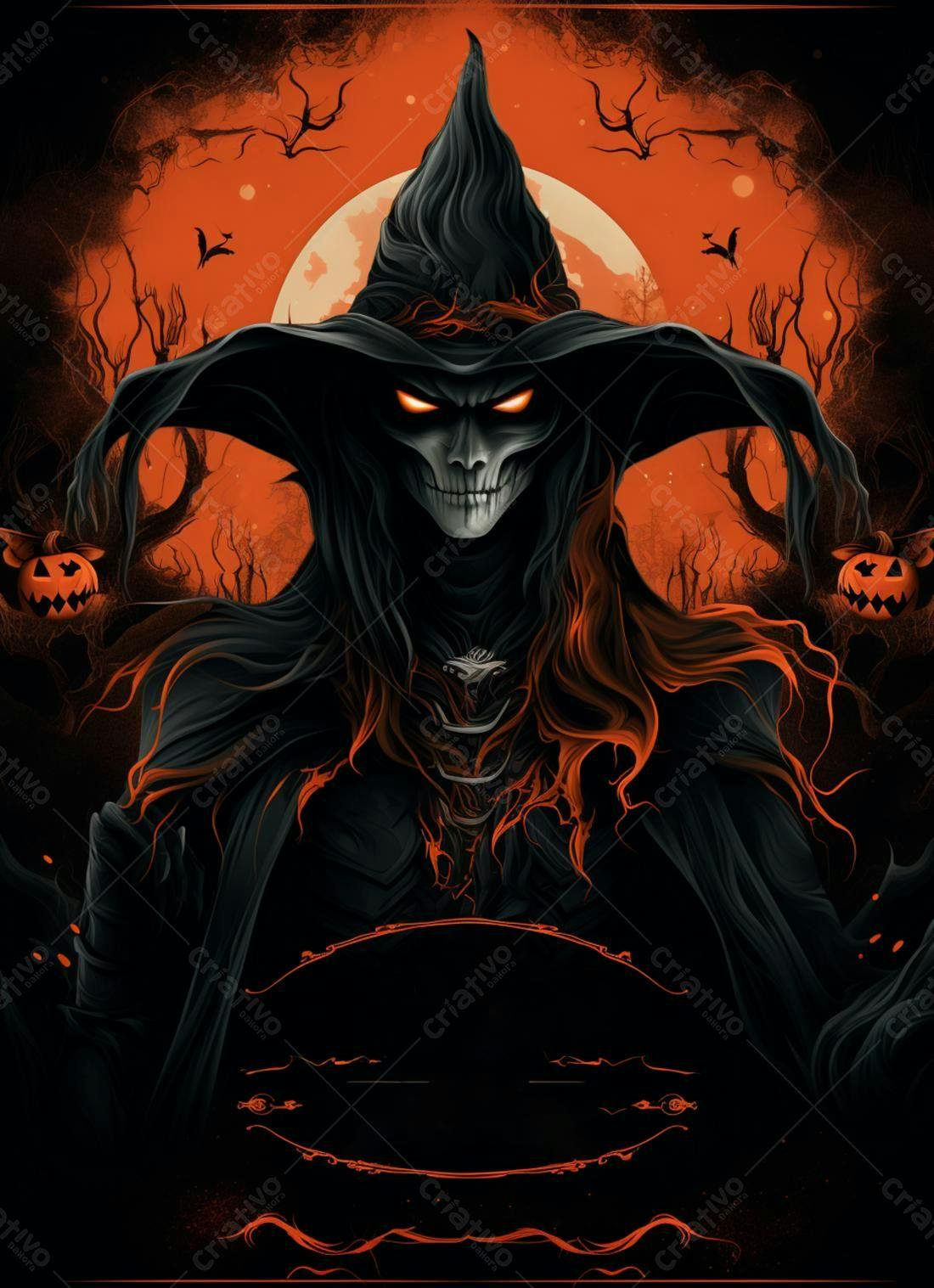 Bruxa Sombria Halloween Lua Cheia