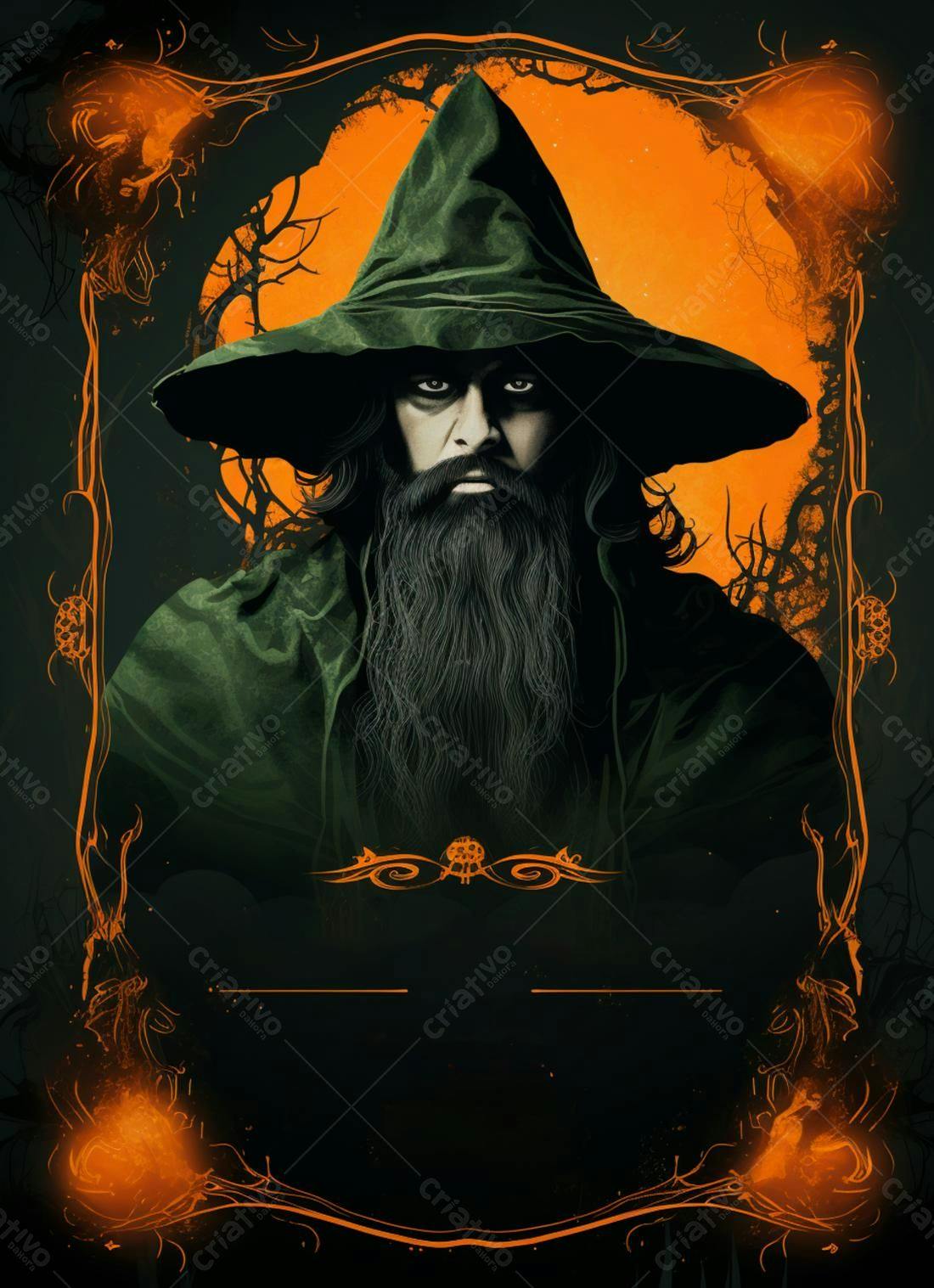 Mago com barba longa Halloween