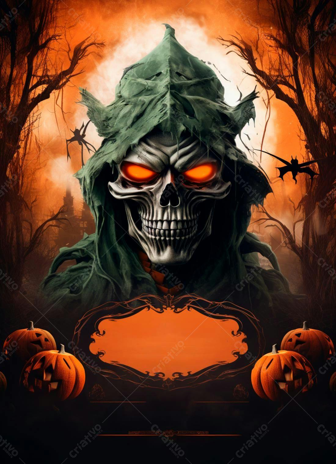 Fantasma Halloween caveira assustador