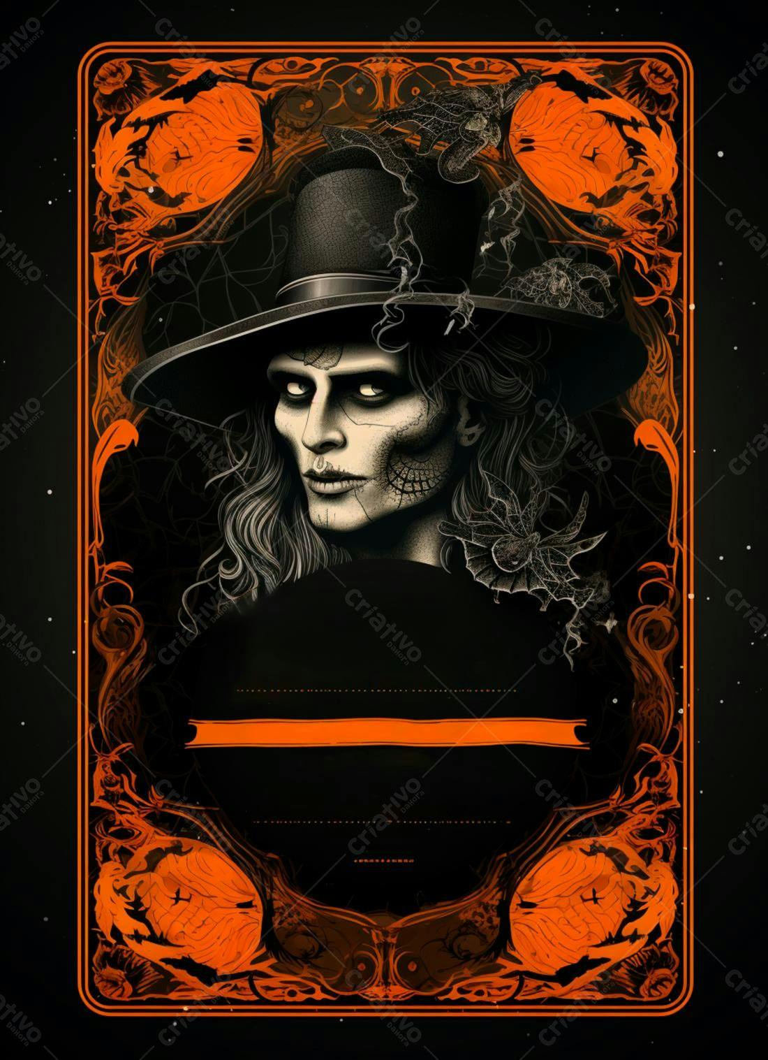 Homem Esqueleto com Chapéu Halloween
