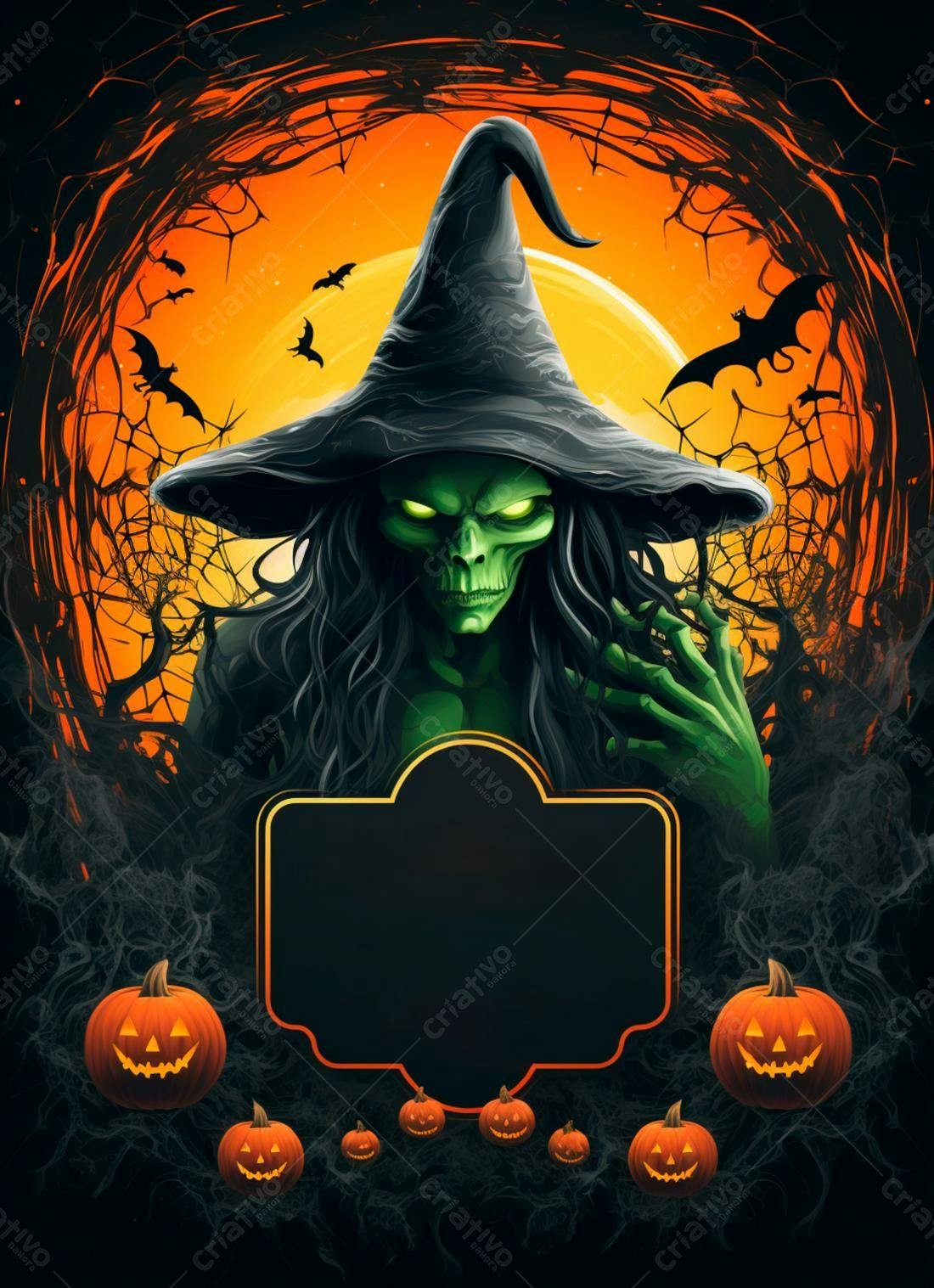 Bruxa Verde em Noite de Halloween