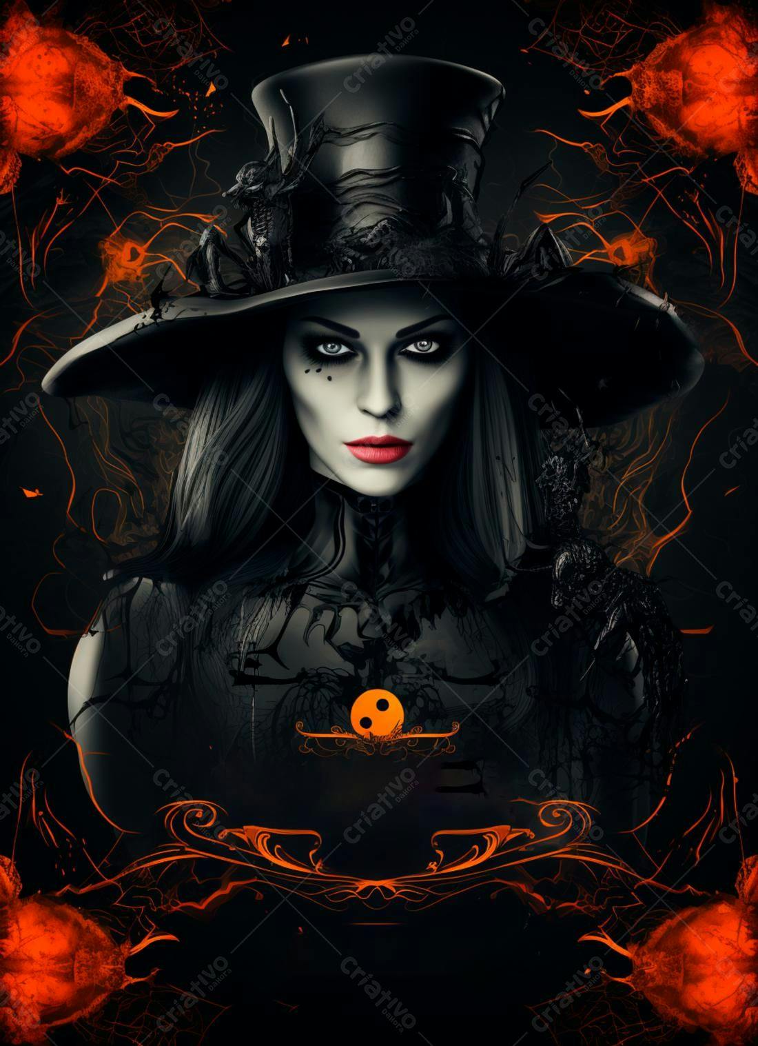 Bruxa sombria chapéu preto Halloween