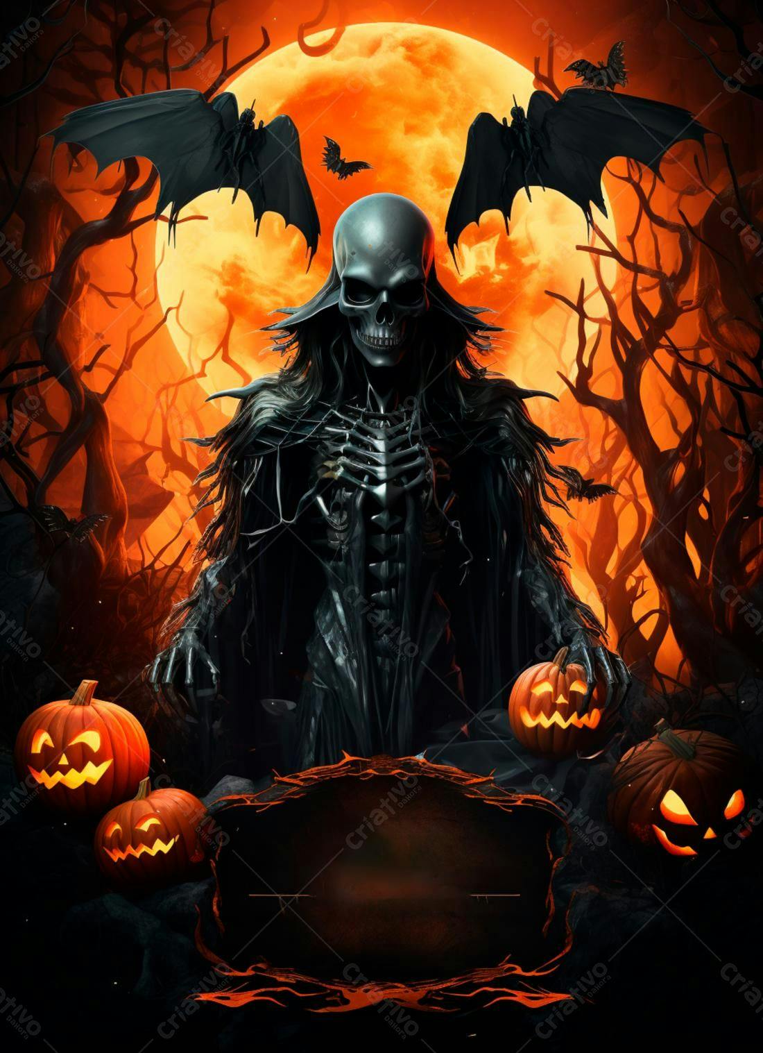 Fantasma Halloween abóbora lua laranja