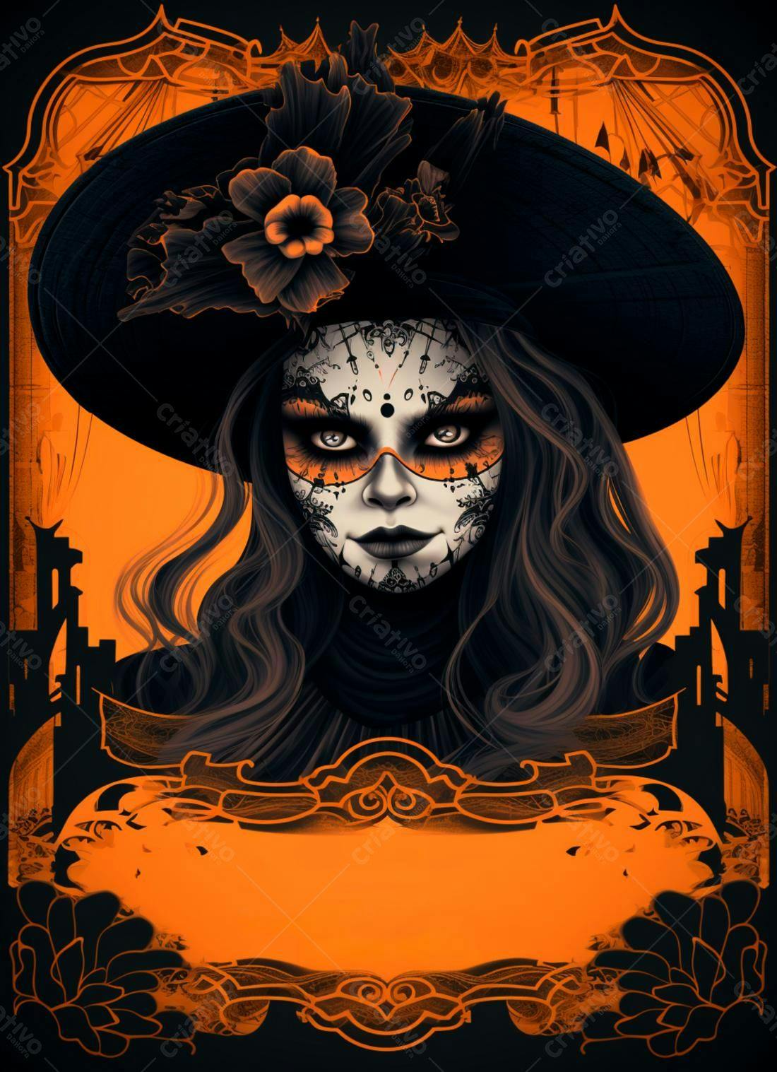 Mulher com maquiagem de Dia dos Mortos
