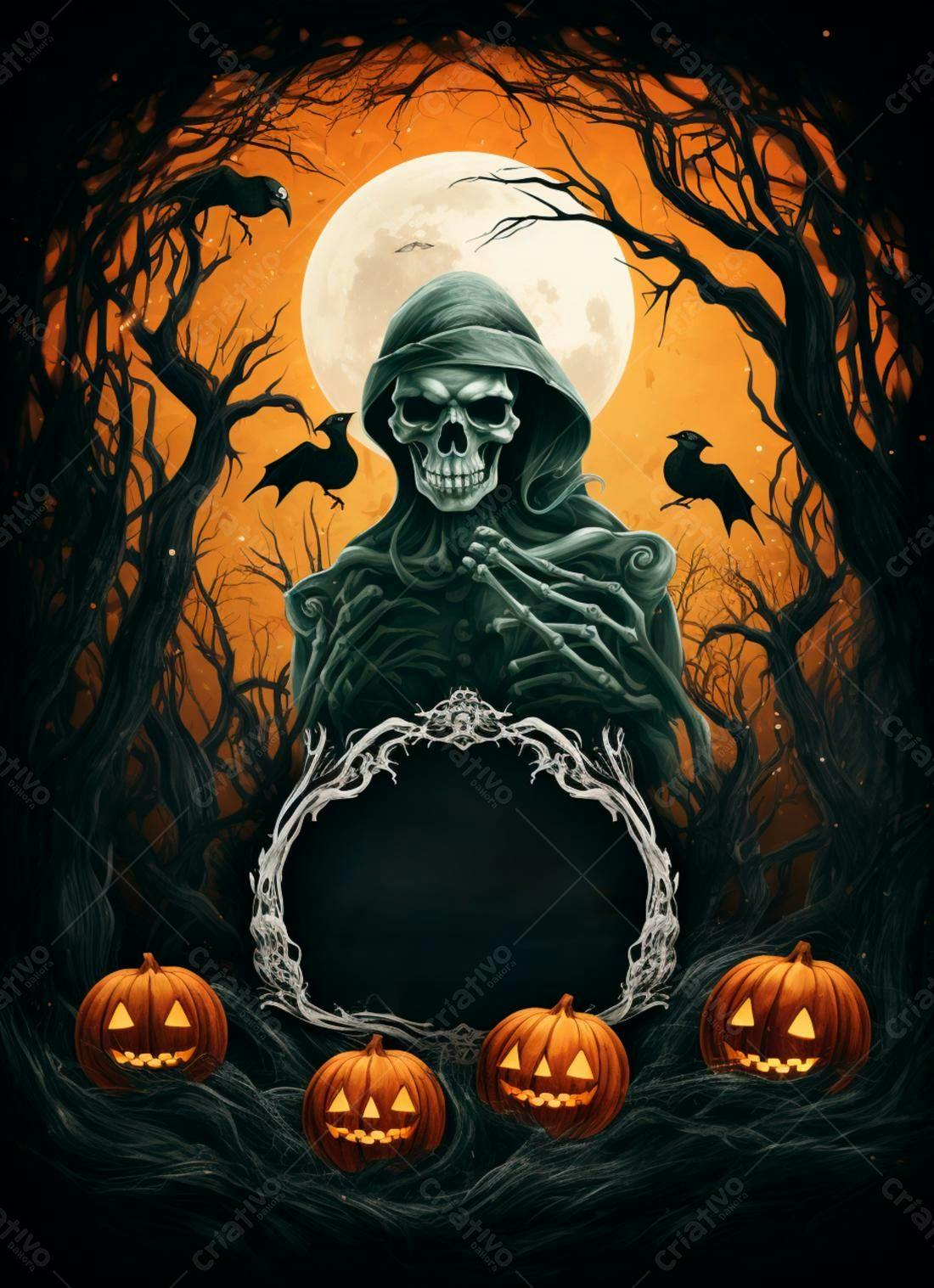 Fantasma Halloween floresta escura abóbora
