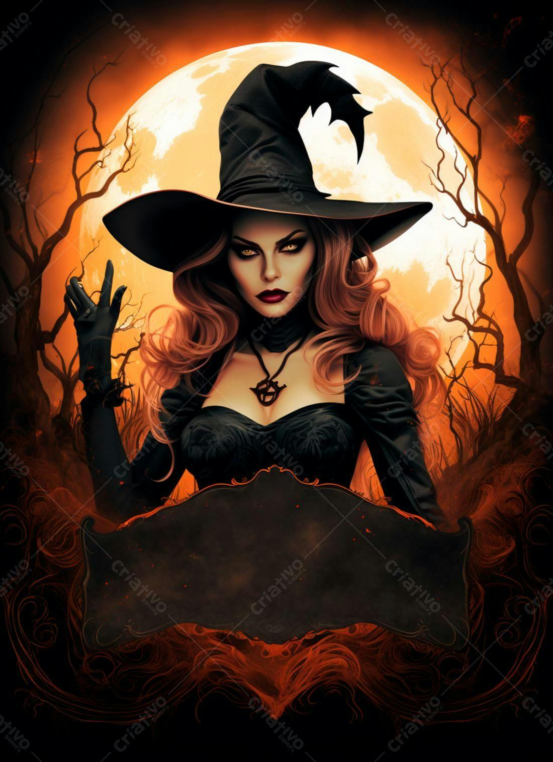 Bruxa sensual com chapéu Halloween