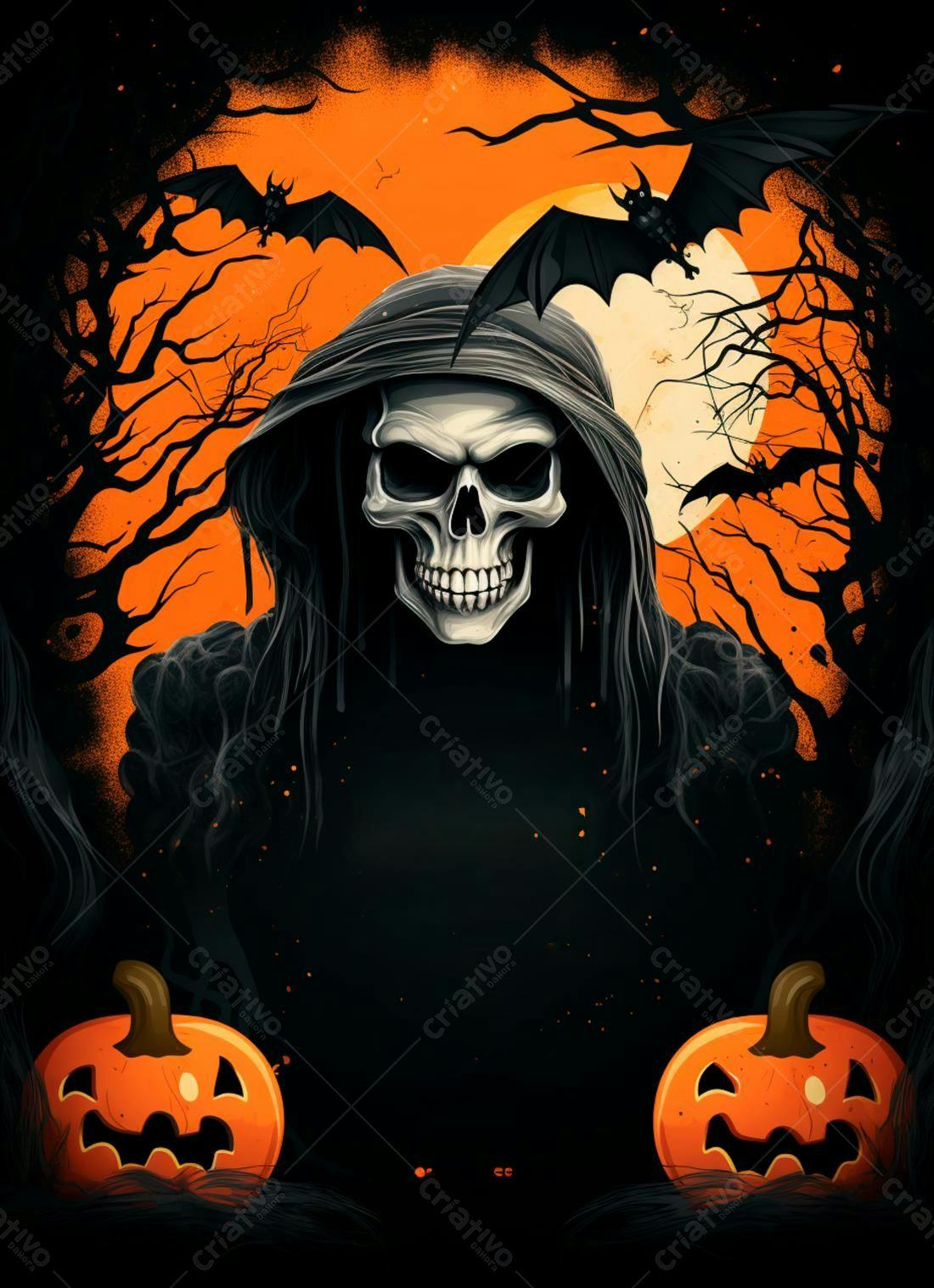 Fantasma da Morte Halloween Abóbora Laranja