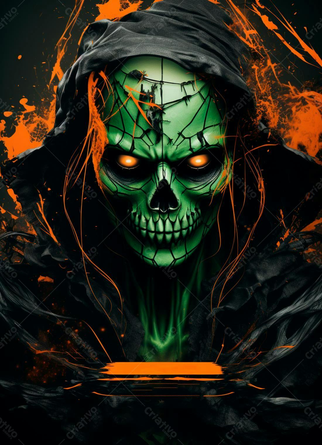 Fantasma Verde com Capuz para Halloween