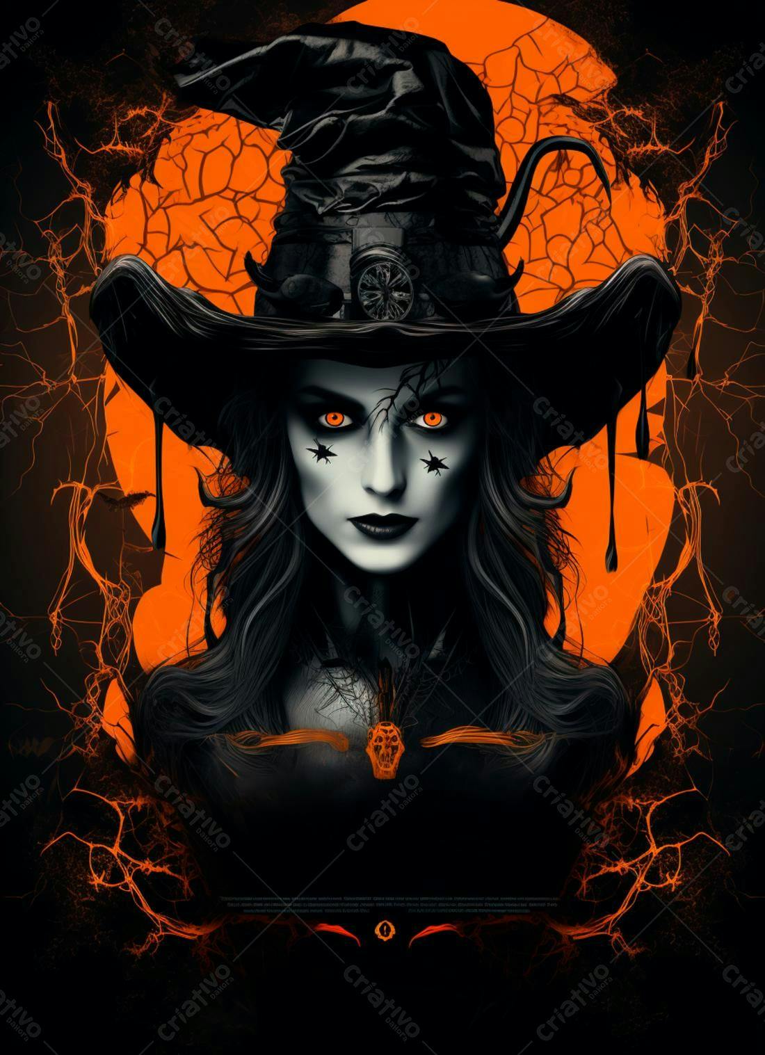 Bruxa sombria com chapéu grande Halloween