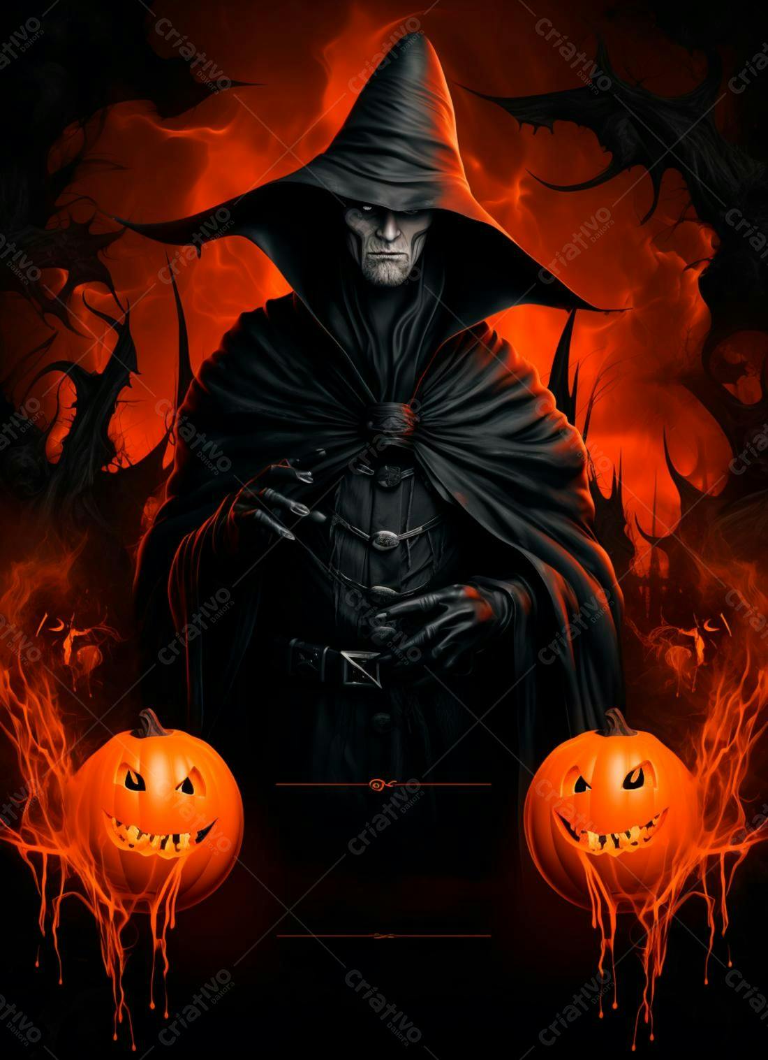 Bruxo Sombrio Halloween Abóbora