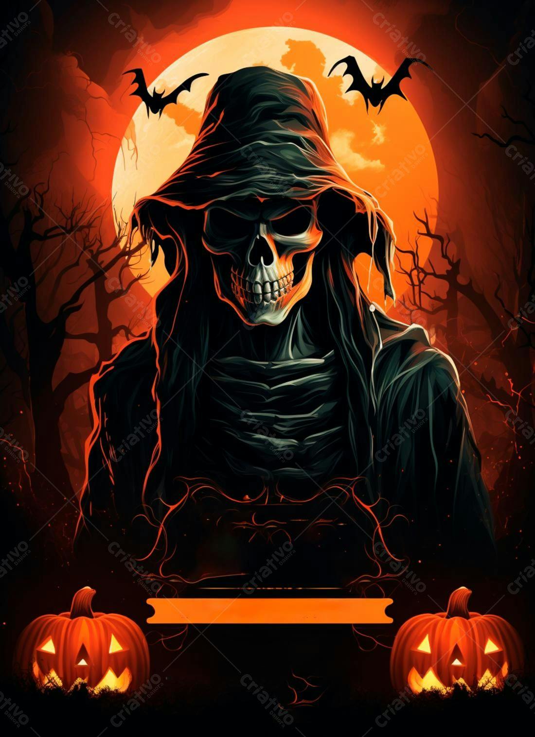Fantasma de Halloween em floresta sombria